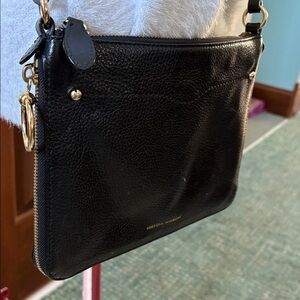 Rebecca Minkoff  leather Crossbody bag  black/gold tone expanding sides & bottom